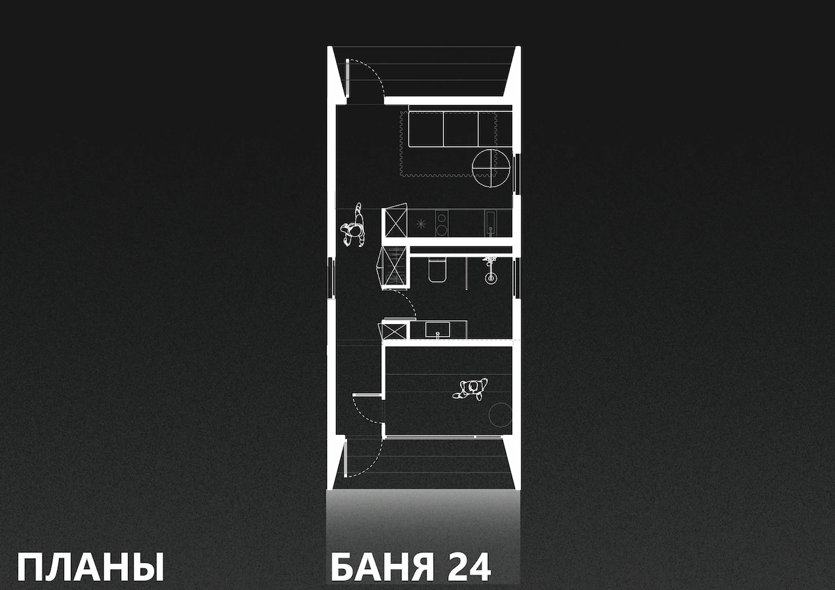 Планировка — Модульная баня БОМЪ 24 м²