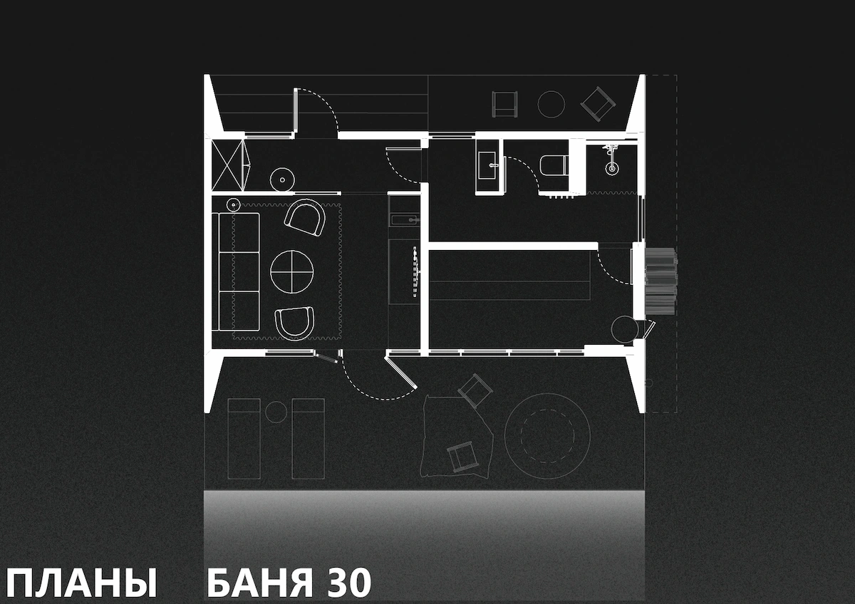 Планировка — Модульная баня БОМЪ 30 м²